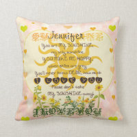 Yellow and Pink Sunshine with Hearts Throw Pillow