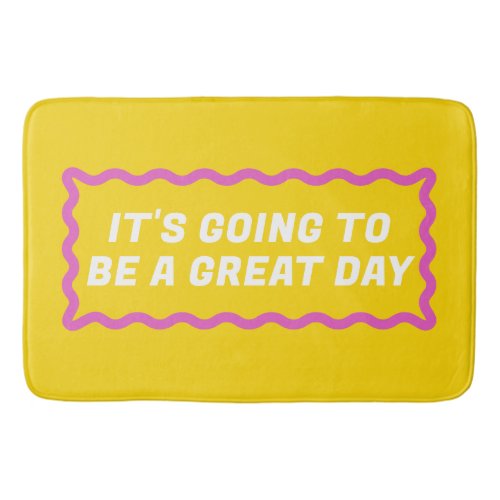 Yellow and Pink Wavy Great Day Ahead Bath Mat