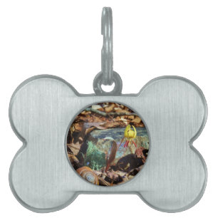 Yellow and Plum Trout Lily and Snail Shell Pet ID Tag