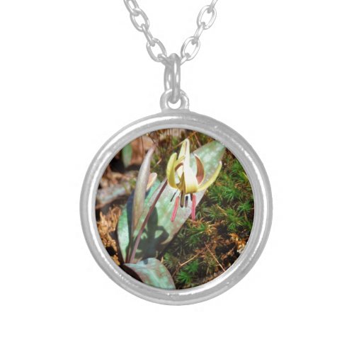 Yellow and Plum Trout Lily Silver Plated Necklace