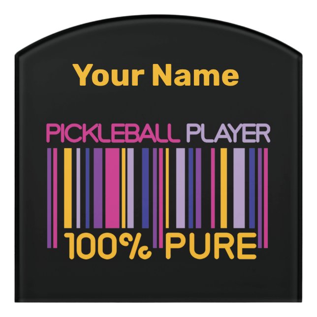 💛Yellow and 💜purple 100% pickleballer Door Sign (Contour Front)