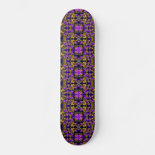 Yellow and Purple Abstract Pattern  Skateboard