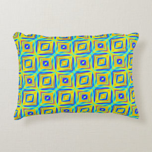 Yellow and Purple Blue Pattern Accent Pillow