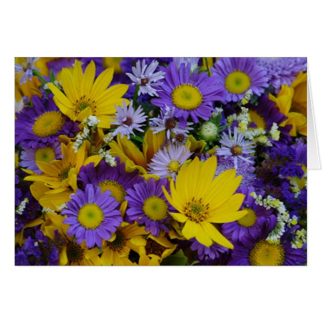 Yellow And Purple Bouquet Cards (Front Horizontal)