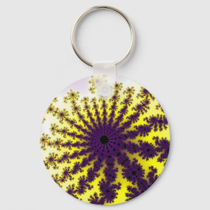 Yellow and Purple Burst Keychain