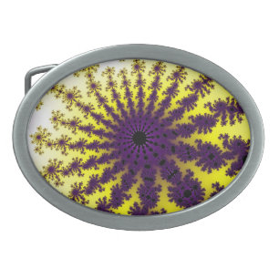 Yellow and Purple Burst Oval Belt Buckle