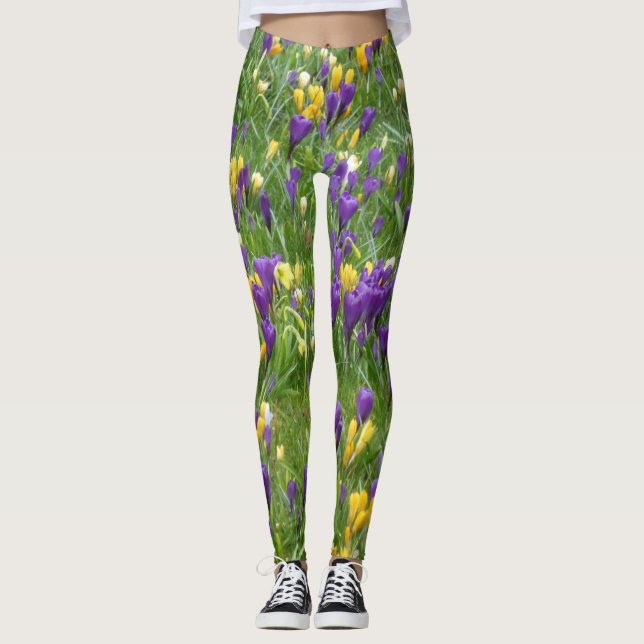 Yellow and Purple Crocuses Leggings (Front)