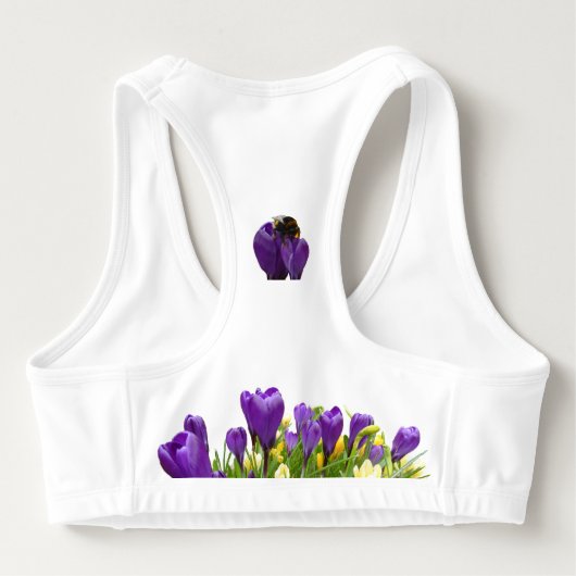 Yellow and Purple Crocuses Sports Bra (Back)