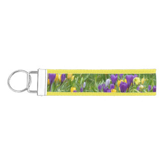 Yellow and Purple Crocuses Wrist Keychain
