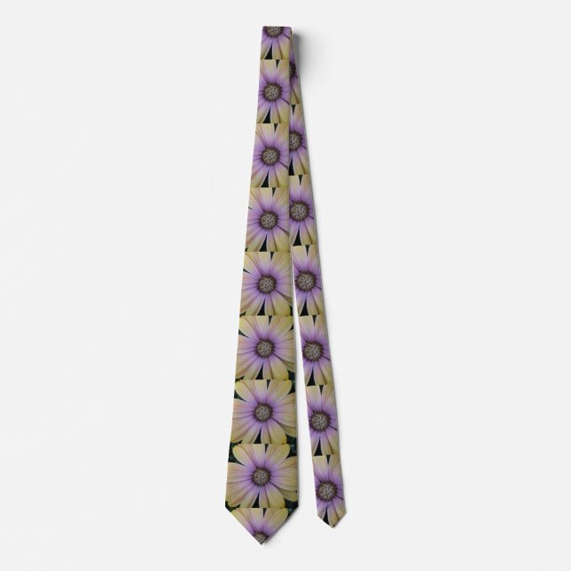 Yellow and Purple Daisy Flower Neck Tie (Front)