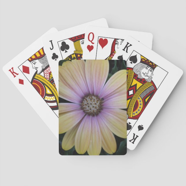 Yellow and Purple Daisy Flower Poker Cards (Back)