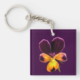 Yellow and Purple Flowers Floral Acrylic Keychain