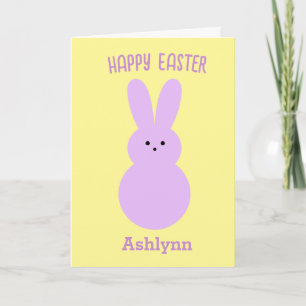 Yellow and Purple Happy Easter Bunny Card