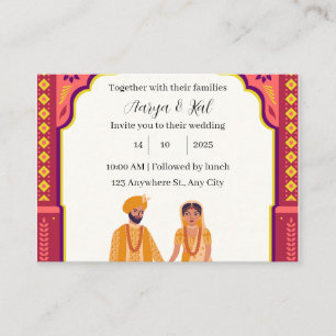 Yellow and Purple Illustrative Wedding Invitation
