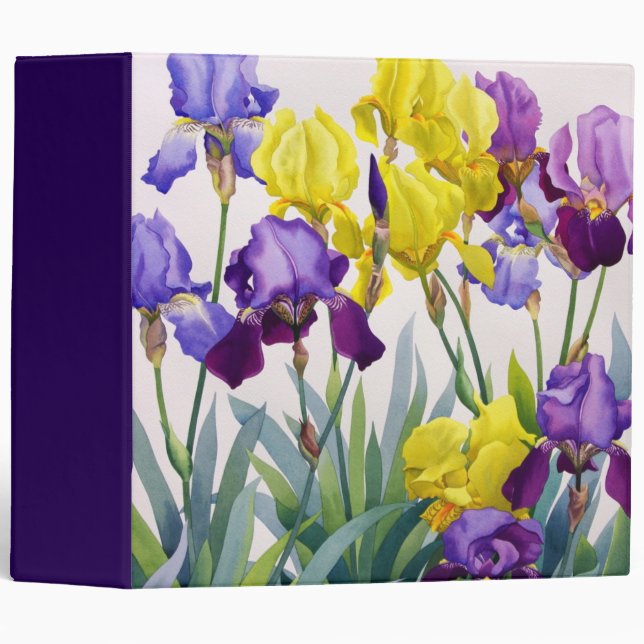 Yellow and Purple Irises 3 Ring Binder (Front/Spine)