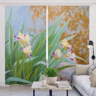 Yellow and Purple Irises with Golden Light Blackout Curtains