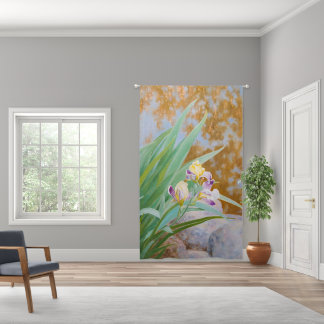Yellow and Purple Irises with Golden Light Blackout Curtains