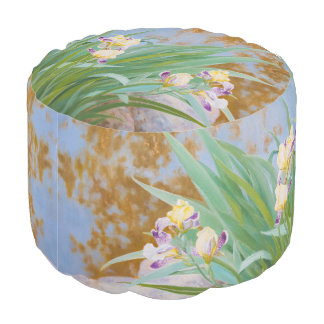 Yellow and Purple Irises with Golden Light Pouf