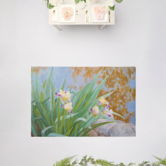 Yellow and Purple Irises with Golden Light Rug