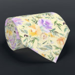 Yellow and Purple Lavender Watercolor Roses Floral Neck Tie<br><div class="desc">This yellow and purple gorgeous watercolor flowers floral neck tie is perfect for the groomsmen at your wedding or for a spring accessory to your wardrobe or a Father's Day gift or birthday gift for someone you love!</div>