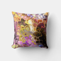 Yellow and purple marble tie-dye throw pillow