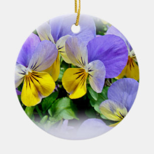 Yellow and Purple Pansies Ceramic Ornament