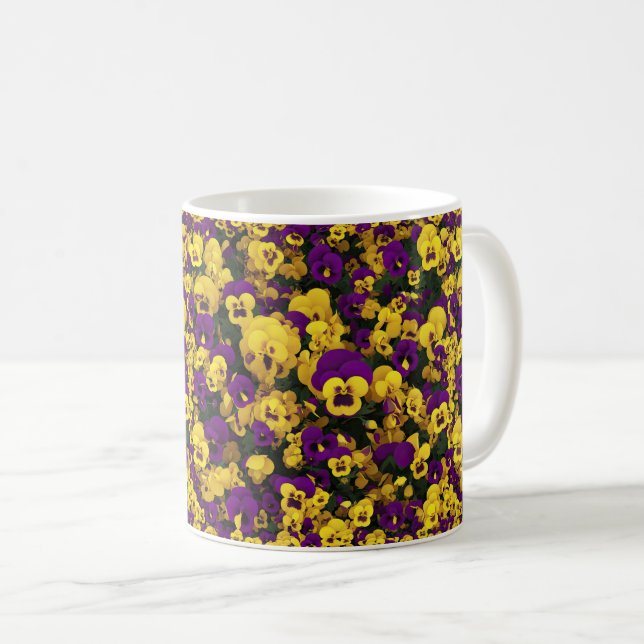 Yellow and Purple Pansies Coffee Mug (Front Right)