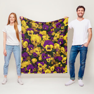Yellow and Purple Pansies Fleece Blanket