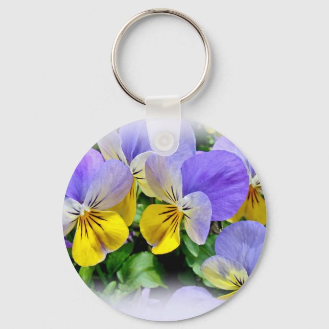 Yellow and Purple Pansies Keychain (Front)