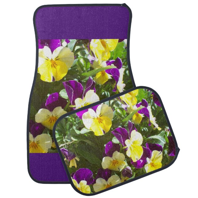 Yellow and Purple Pansies Photo Car Floor Mat (Set)