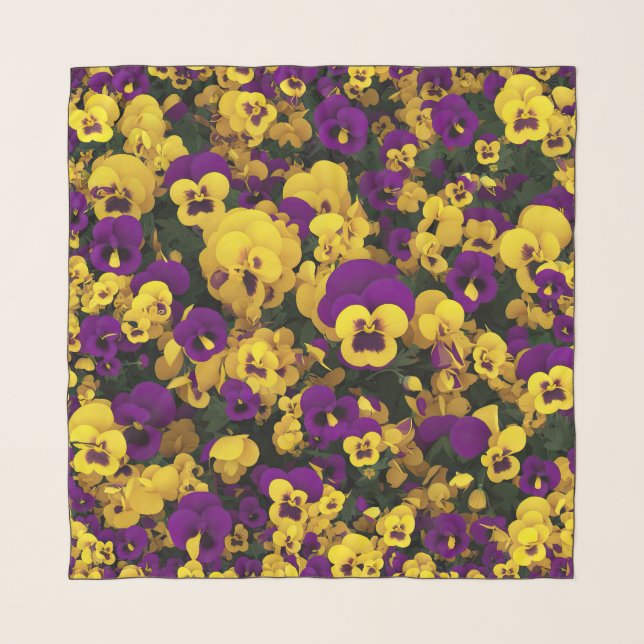 Yellow and Purple Pansies Scarf (Front)