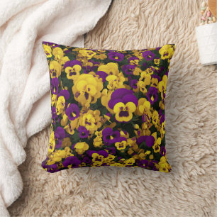 Yellow and Purple Pansies Throw Pillow