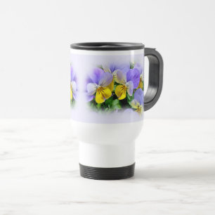 Yellow and Purple Pansies Travel Mug