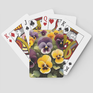 Yellow and purple pansies watercolor painting poker cards