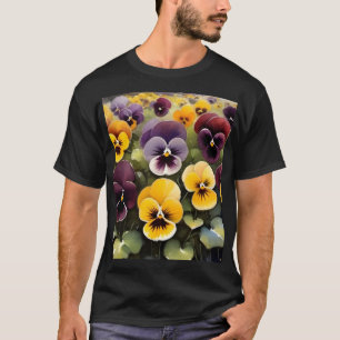 Yellow and purple pansies watercolor painting T-Shirt