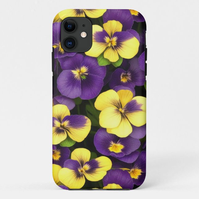 Yellow and Purple Pansy Flowers Phone Case (Back)