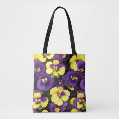 Yellow and Purple Pansy Flowers Tote Bag