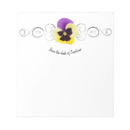 Yellow and Purple Pansy Personalized Notepad