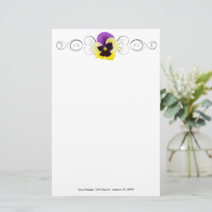 Yellow and Purple Pansy Personalized Stationery
