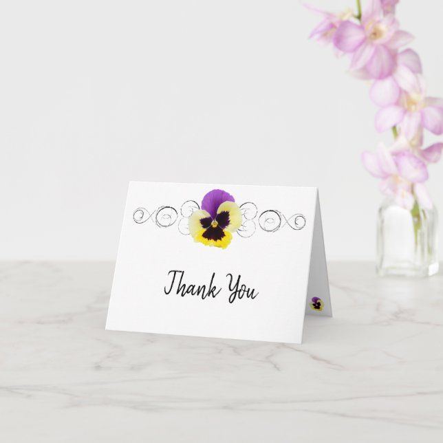 Yellow and Purple Pansy Thank You Card (Orchid)