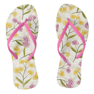 Yellow and purple roses flip flops