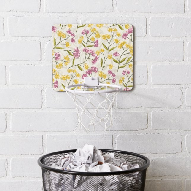 Yellow and purple roses mini basketball hoop (In Situ)