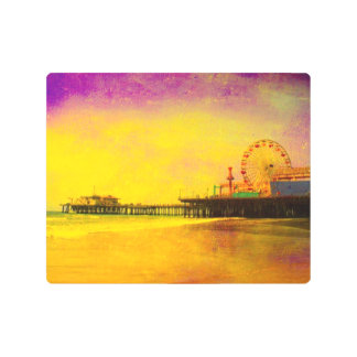 Yellow and Purple Santa Monica Pier Metal Print