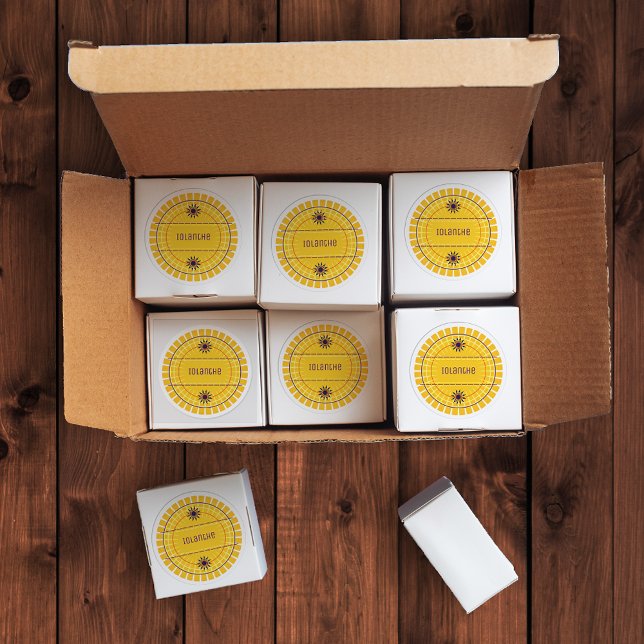 Yellow and Purple Sun Modern Symbol Custom Zodiac Classic Round Sticker (Creator Uploaded)