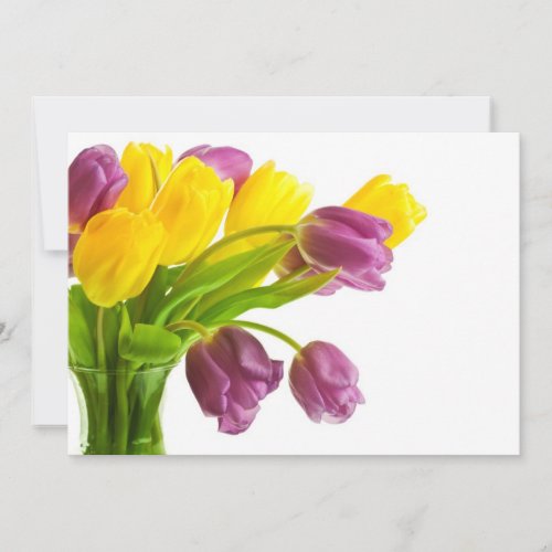 Yellow and Purple Tulips Background Customized Announcement