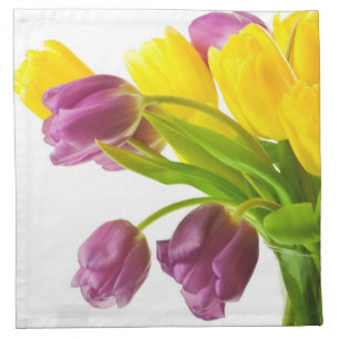 Yellow and Purple Tulips Background Customized Napkin
