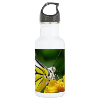 Yellow and Red Butterfly on Yellow Flower Water Bottle