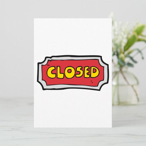 Yellow And Red Closed Sign Invitation