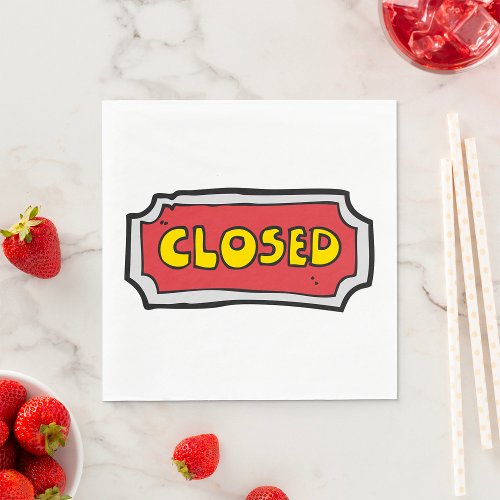 Yellow And Red Closed Sign Napkins