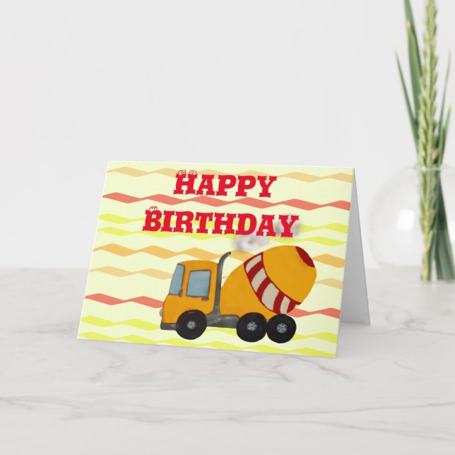 Yellow and red concrete mixer card (Front)